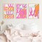 Bright Pink Pictures Wall Art Abstract Colorful Canvas Wall Decor Modern Graffiti Wall Art Preppy Line Poster Orange Trendy Prints Painting Pink Abstract Artwork for Room 16x24 Inch Unframed Set of 3
